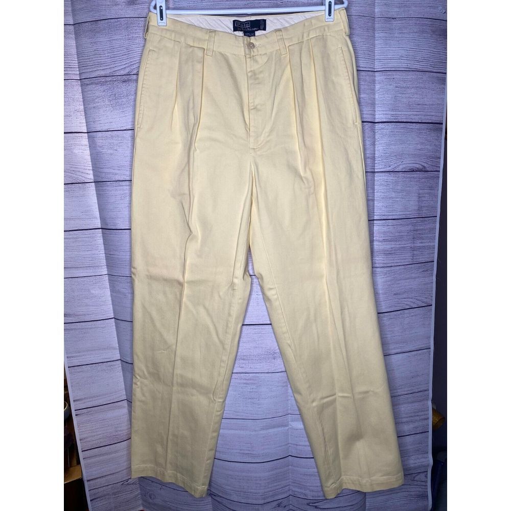 Men's Vintage Polo Ralph‎ Lauren chino Andrew pant light yellow size 34x32